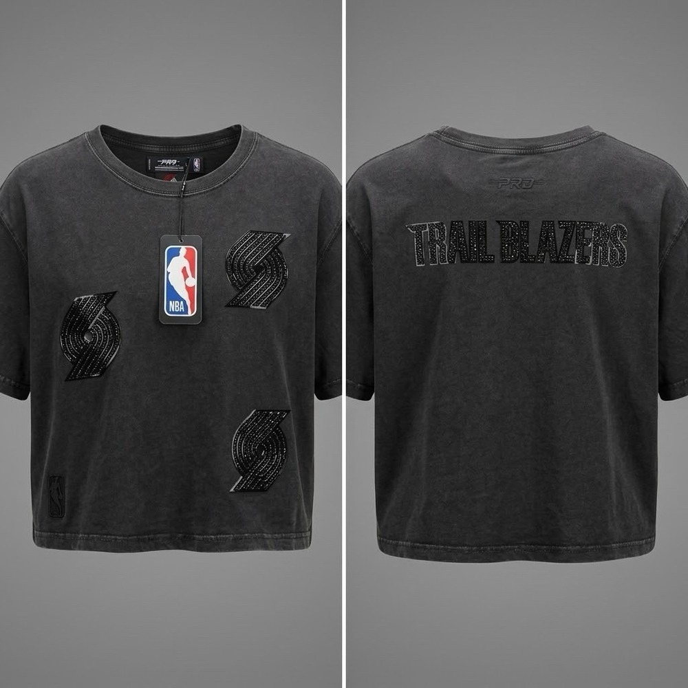 Pro Standard Portland Trail Blazers Women’s Cropped Boxy T-Shirt L Washed Black